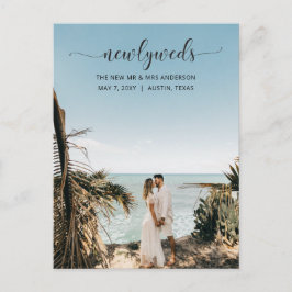Elegant Simple Script Photo Wedding Announding Briefkaart