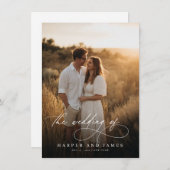 Elegant Simple Script QR Code Photo Budget Wedding Kaart (Voorkant / Achterkant)
