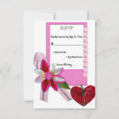 Elegant Simple Script Red Heart Romantic Weddensch RSVP Kaartje (Voorkant)