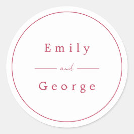 Elegant Simple Script Viva Magenta Modern Weddensc Ronde Sticker