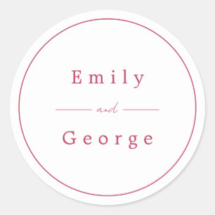 Elegant Simple Script Viva Magenta Modern Weddensc Ronde Sticker