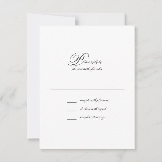 Elegant Simple Script Wedding RSVP-Kaart RSVP Kaartje (Voorkant)