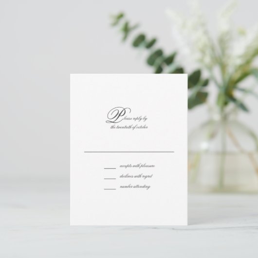 Elegant Simple Script Wedding RSVP-Kaart RSVP Kaartje (Staand voorkant)