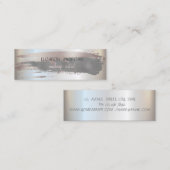 Elegant Simple Silver, Folie Bruske, grijs Mini Visitekaartje (Voorkant / Achterkant)