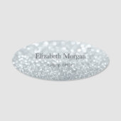 Elegant Simple Silver Glitter Bokeh Naamplaatje (Voorkant)