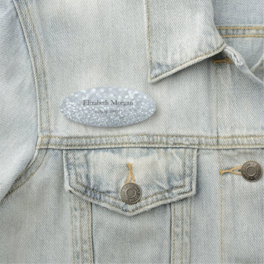 Elegant Simple Silver Glitter Bokeh Naamplaatje (In situ)