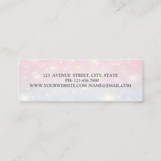 Elegant Simple, Silver Glitter Line, Bokeh Mini Visitekaartje (Achterkant)