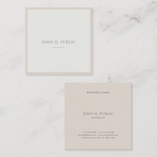 Elegant Simple Sjabloon Brown Green Professional Vierkante Visitekaartje (Voorkant / Achterkant)