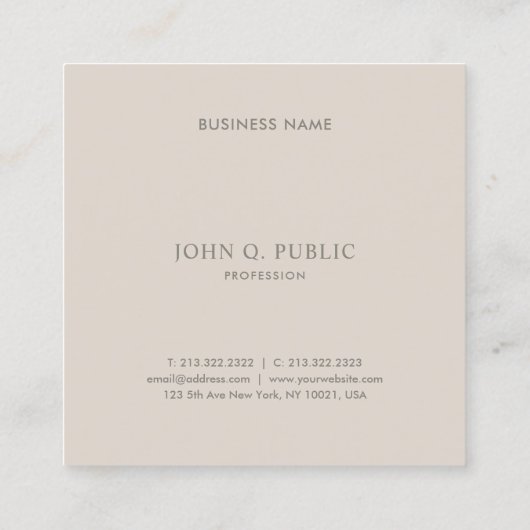 Elegant Simple Sjabloon Brown Green Professional Vierkante Visitekaartje (Achterkant)