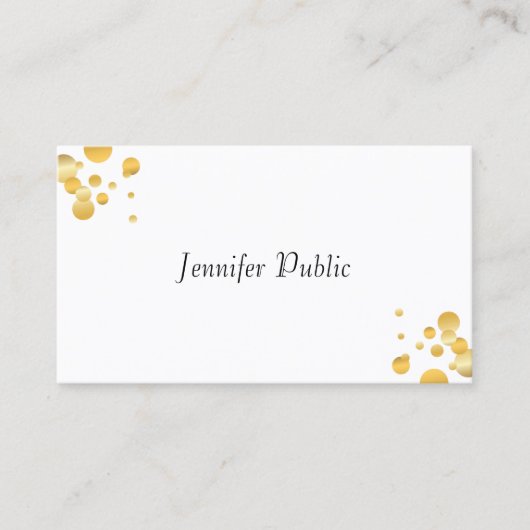 Elegant Simple Sjabloon Gold Confetti Modern Visitekaartje (Voorkant)