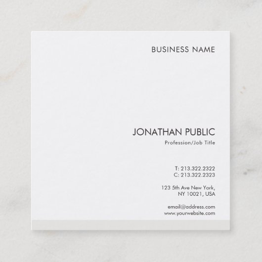 Elegant Simple Sjabloon Professional Modern Vierkante Visitekaartje (Achterkant)