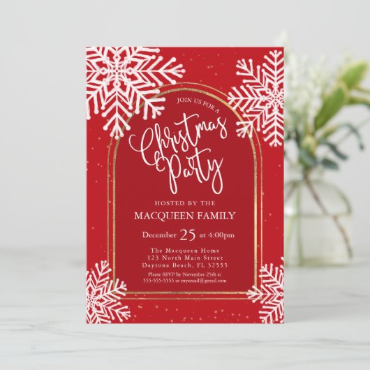 Elegant Simple Snowflake Gold Arch-kerstfeest Kaart (Staand voorkant)