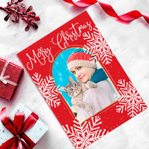 Elegant Simple Snowflake Gold Arch Photo Christmas Kaart