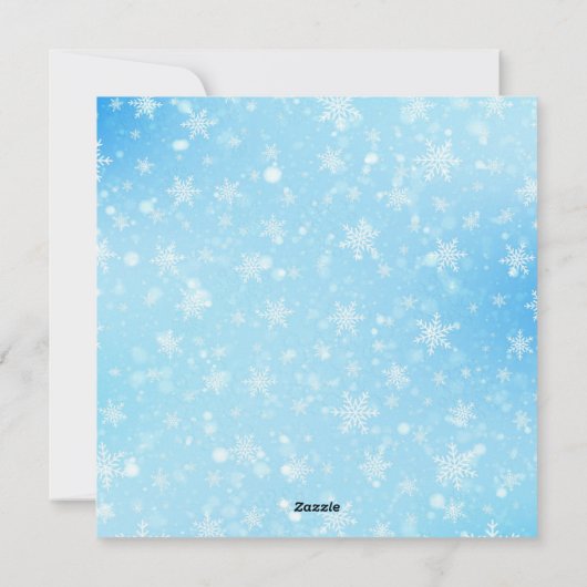 Elegant Simple Snowy Blue Merry-kerstfoto Feestdagenkaart (Achterkant)