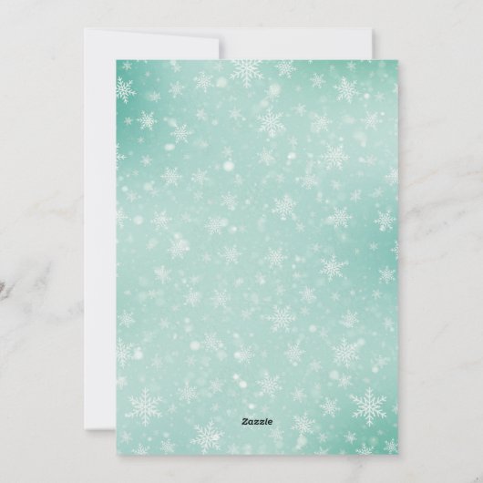 Elegant Simple Snowy Green Merry-kerstfoto Feestdagenkaart (Achterkant)