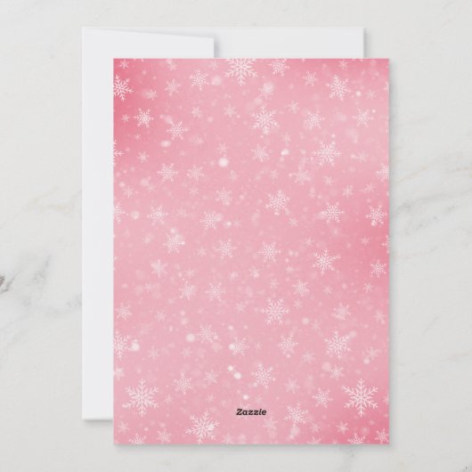Elegant Simple Snowy Roze kerstfoto Feestdagenkaart (Achterkant)