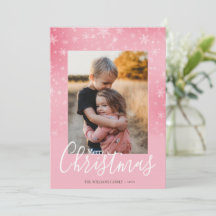Elegant Simple Snowy Roze kerstfoto