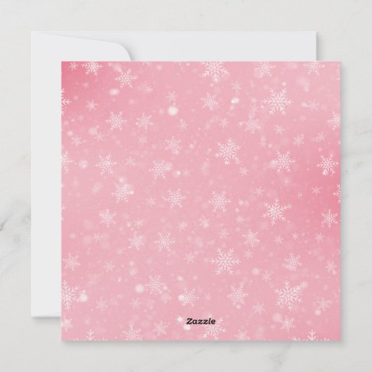 Elegant Simple Snowy Roze kerstfoto Feestdagenkaart (Achterkant)