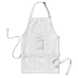 Elegant Simple Soft Sky Blue Monogram Naam Standaard Schort
