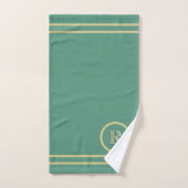 Elegant Simple Sophisticated Green Gold Monogram Bad Handdoek (Handdoek)