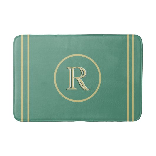 Elegant Simple Sophisticated Green Gold Monogram Badmat (Voorkant)