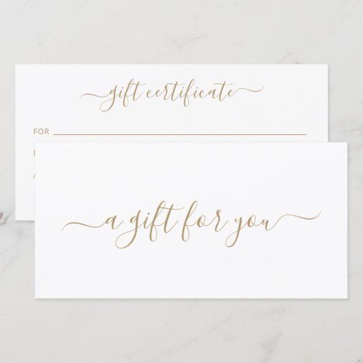 Elegant Simple Spa Salon Gold Gift Certificate (Voorkant / Achterkant)