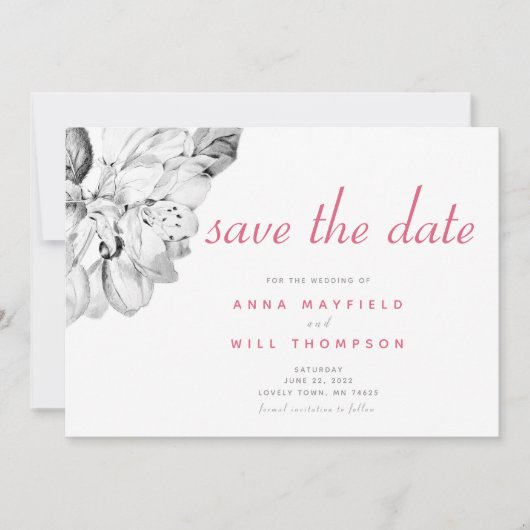 Elegant Simple Spring Floral Wedding Save the Date (Voorkant)