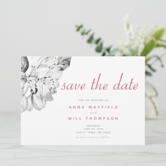 Elegant Simple Spring Floral Wedding Save the Date (Staand voorkant)
