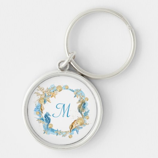 Elegant Simple Starfish and Shells Bridesmaid Gift Sleutelhanger (Voorkant)