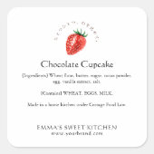 Elegant Simple Strawberry Bakery Ingredient Vierkante Sticker (Voorkant)