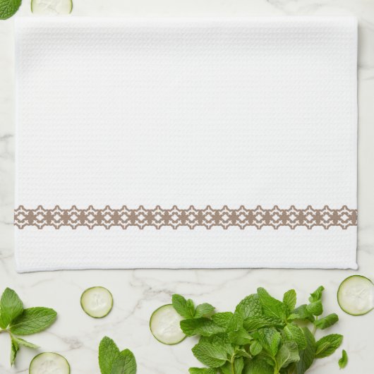 Elegant Simple Tan Lace Border Tea Kitchen Towel Theedoek (Gevouwen)