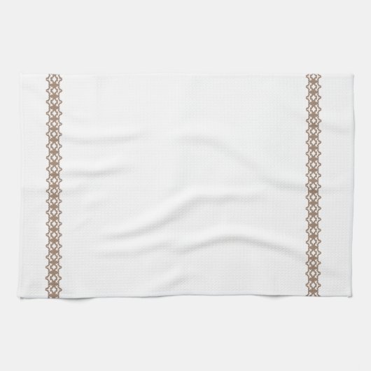 Elegant Simple Tan Lace Border Tea Kitchen Towel Theedoek (Horizontaal)
