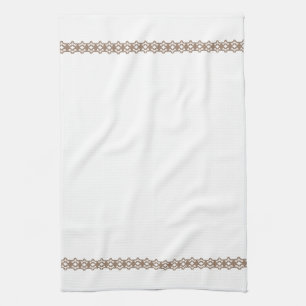 Elegant Simple Tan Lace Border Tea Kitchen Towel Theedoek