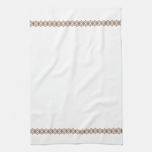 Elegant Simple Tan Lace Border Tea Kitchen Towel Theedoek (Verticaal)