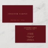 Elegant Simple Template Luxury Deep Burgundy Red Visitekaartje (Voorkant / Achterkant)