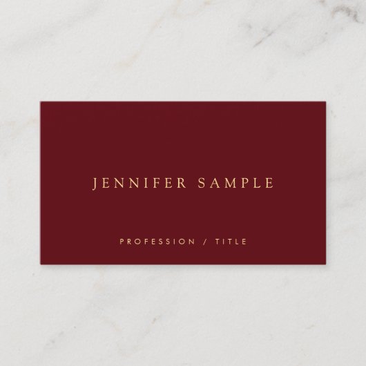Elegant Simple Template Luxury Deep Burgundy Red Visitekaartje (Voorkant)