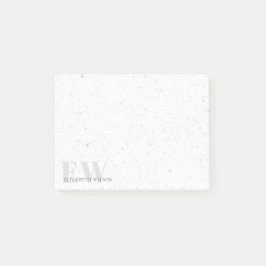 Elegant Simple Terrazzo Stone Grey Name Monogram Post-it® Notes
