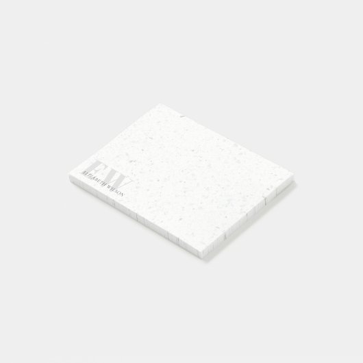 Elegant Simple Terrazzo Stone Grey Name Monogram Post-it® Notes (Schuin)