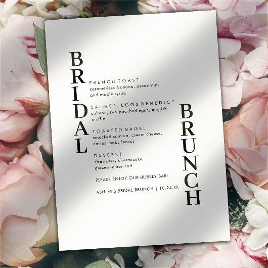 Elegant Simple Text Bridal Brunch Menu
