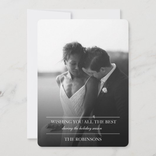 Elegant Simple Text Holiday Kaart met foto (Voorkant)