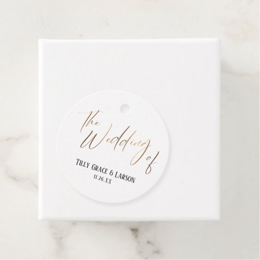 Elegant Simple The Wedding of Gold Typography Bedankjes Labels (In situ)