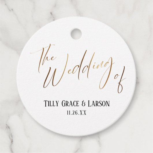 Elegant Simple The Wedding of Gold Typography Bedankjes Labels (Voorkant)