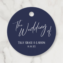 Elegant Simple The Wedding of on Navy Blue Bedankjes Labels