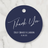 Elegant Simple Typography on Navy Dank je Bedankjes Labels (Achterkant)