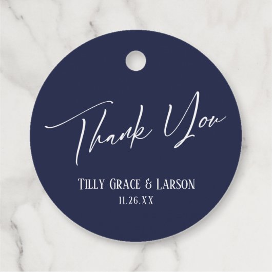 Elegant Simple Typography on Navy Dank je Bedankjes Labels (Achterkant)