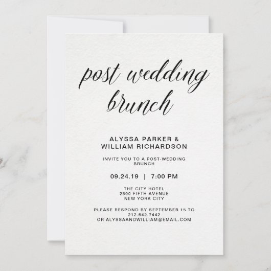 Elegant Simple Typography Post Wedding Brunch Kaart (Voorkant)