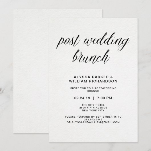 Elegant Simple Typography Post Wedding Brunch Kaart (Voorkant / Achterkant)