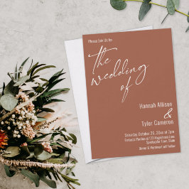 Elegant Simple Typography Terracotta Wedding Kaart