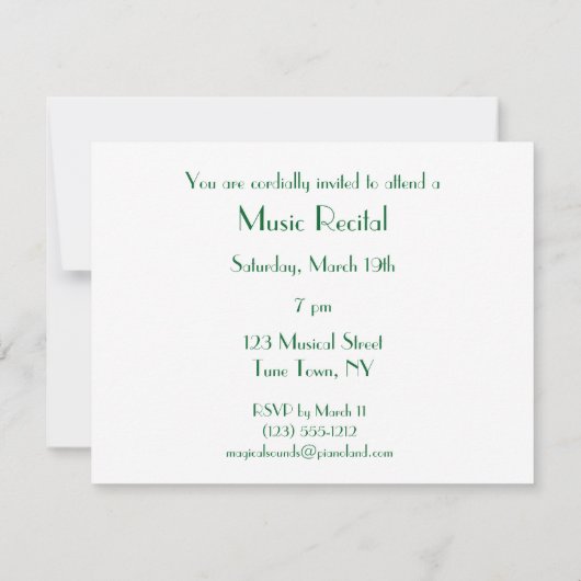 Elegant Simple Unisex Music Overweging Uitnodiging (Achterkant)