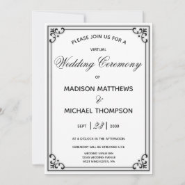 Elegant Simple Virtual Wedding Livestream Wedding Kaart